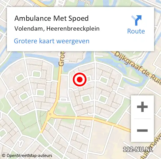 Locatie op kaart van de 112 melding: Ambulance Met Spoed Naar Volendam, Heerenbreeckplein op 5 juni 2024 05:22