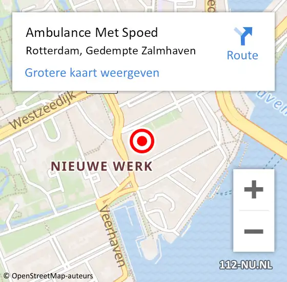 Locatie op kaart van de 112 melding: Ambulance Met Spoed Naar Rotterdam, Gedempte Zalmhaven op 5 juni 2024 06:15