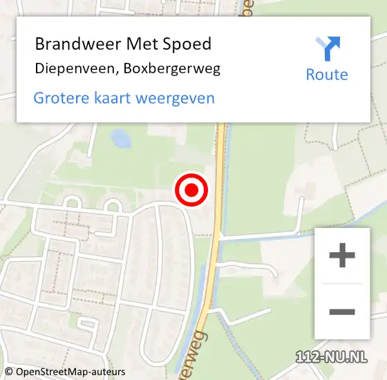 Locatie op kaart van de 112 melding: Brandweer Met Spoed Naar Diepenveen, Boxbergerweg op 5 juni 2024 07:16