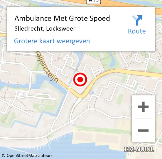 Locatie op kaart van de 112 melding: Ambulance Met Grote Spoed Naar Sliedrecht, Locksweer op 5 juni 2024 07:37