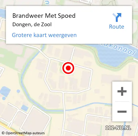 Locatie op kaart van de 112 melding: Brandweer Met Spoed Naar Dongen, de Zool op 5 juni 2024 07:40