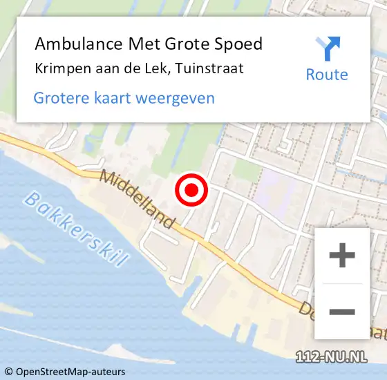 Locatie op kaart van de 112 melding: Ambulance Met Grote Spoed Naar Krimpen aan de Lek, Tuinstraat op 5 juni 2024 07:57