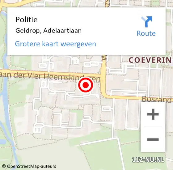 Locatie op kaart van de 112 melding: Politie Geldrop, Adelaartlaan op 5 juni 2024 08:17