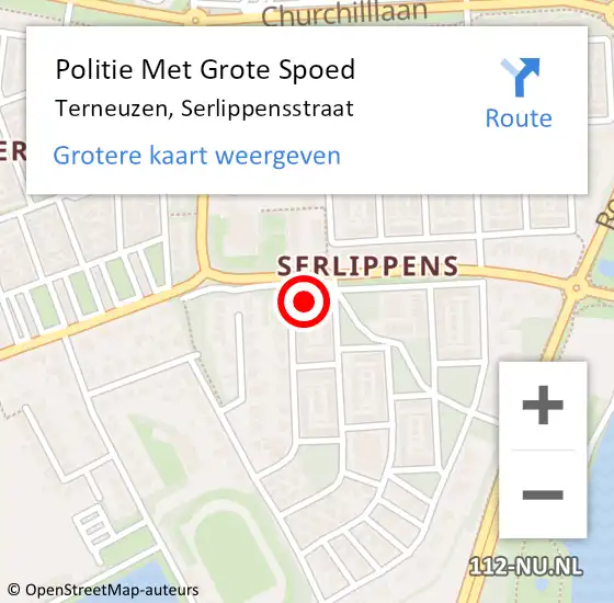 Locatie op kaart van de 112 melding: Politie Met Grote Spoed Naar Terneuzen, Serlippensstraat op 5 juni 2024 08:23