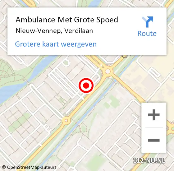 Locatie op kaart van de 112 melding: Ambulance Met Grote Spoed Naar Nieuw-Vennep, Verdilaan op 5 juni 2024 08:47