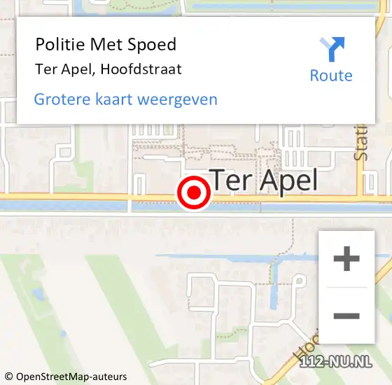 Locatie op kaart van de 112 melding: Politie Met Spoed Naar Ter Apel, Hoofdstraat op 5 juni 2024 09:02