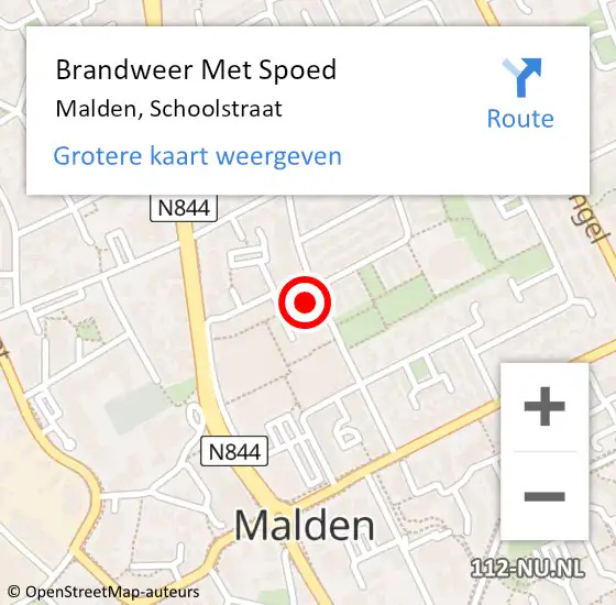 Locatie op kaart van de 112 melding: Brandweer Met Spoed Naar Malden, Schoolstraat op 5 juni 2024 09:06