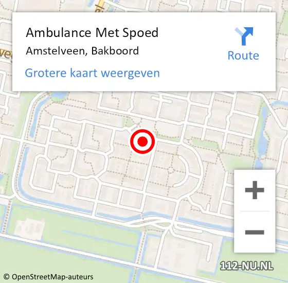 Locatie op kaart van de 112 melding: Ambulance Met Spoed Naar Amstelveen, Bakboord op 5 juni 2024 09:17