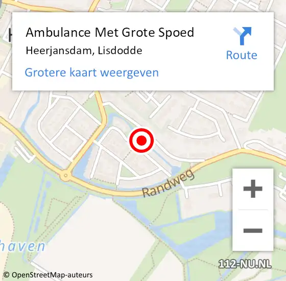 Locatie op kaart van de 112 melding: Ambulance Met Grote Spoed Naar Heerjansdam, Lisdodde op 5 juni 2024 09:25