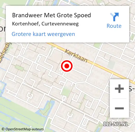 Locatie op kaart van de 112 melding: Brandweer Met Grote Spoed Naar Kortenhoef, Curtevenneweg op 8 oktober 2014 12:16