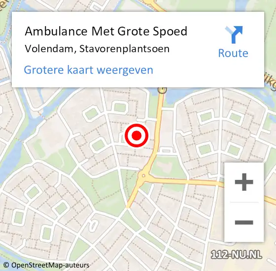 Locatie op kaart van de 112 melding: Ambulance Met Grote Spoed Naar Volendam, Stavorenplantsoen op 5 juni 2024 09:50