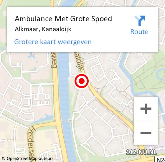 Locatie op kaart van de 112 melding: Ambulance Met Grote Spoed Naar Alkmaar, Kanaaldijk op 5 juni 2024 09:53