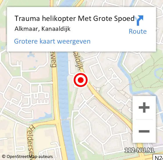 Locatie op kaart van de 112 melding: Trauma helikopter Met Grote Spoed Naar Alkmaar, Kanaaldijk op 5 juni 2024 09:53
