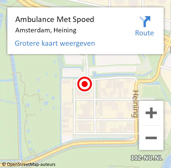 Locatie op kaart van de 112 melding: Ambulance Met Spoed Naar Amsterdam, Heining op 5 juni 2024 10:05