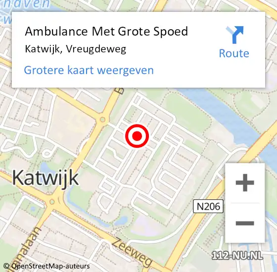 Locatie op kaart van de 112 melding: Ambulance Met Grote Spoed Naar Katwijk, Vreugdeweg op 5 juni 2024 10:17