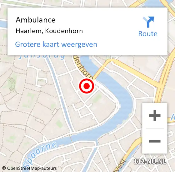 Locatie op kaart van de 112 melding: Ambulance Haarlem, Koudenhorn op 5 juni 2024 10:27