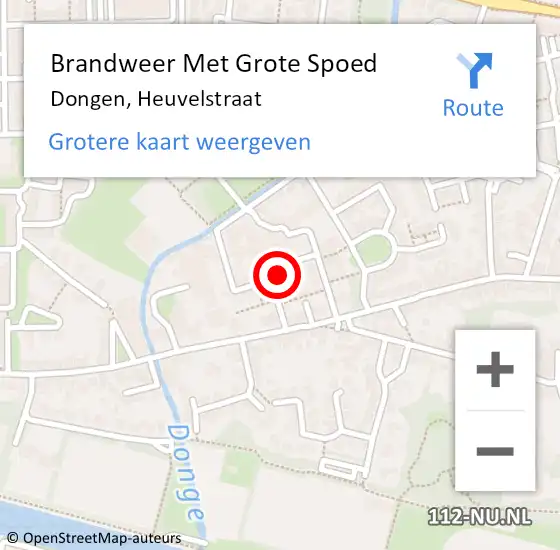 Locatie op kaart van de 112 melding: Brandweer Met Grote Spoed Naar Dongen, Heuvelstraat op 5 juni 2024 10:27