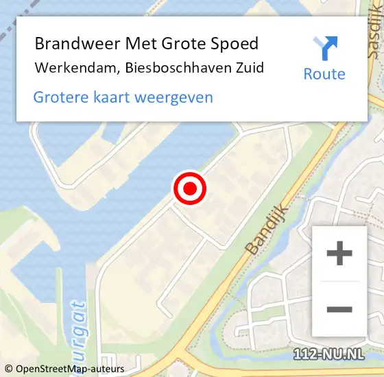 Locatie op kaart van de 112 melding: Brandweer Met Grote Spoed Naar Werkendam, Biesboschhaven Zuid op 5 juni 2024 10:31