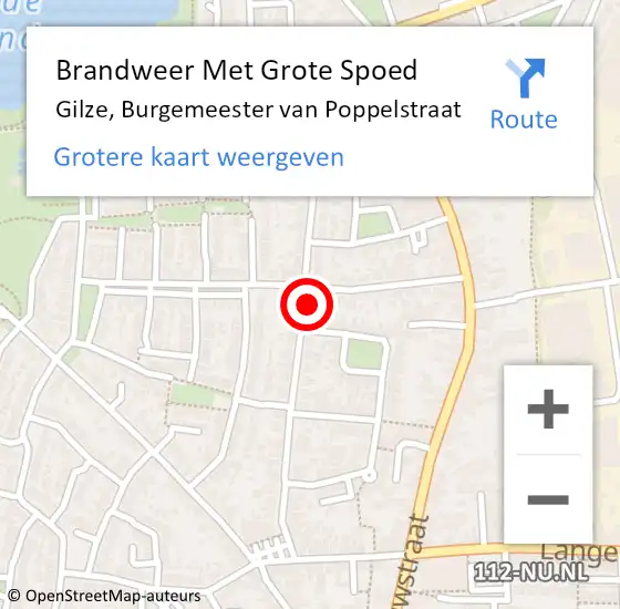 Locatie op kaart van de 112 melding: Brandweer Met Grote Spoed Naar Gilze, Burgemeester van Poppelstraat op 5 juni 2024 10:34