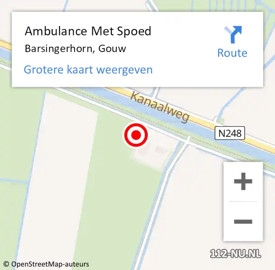 Locatie op kaart van de 112 melding: Ambulance Met Spoed Naar Barsingerhorn, Gouw op 5 juni 2024 11:03