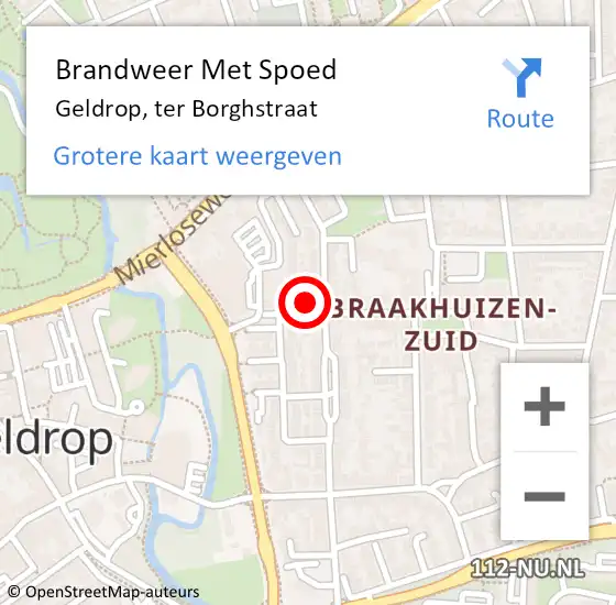 Locatie op kaart van de 112 melding: Brandweer Met Spoed Naar Geldrop, ter Borghstraat op 5 juni 2024 11:12