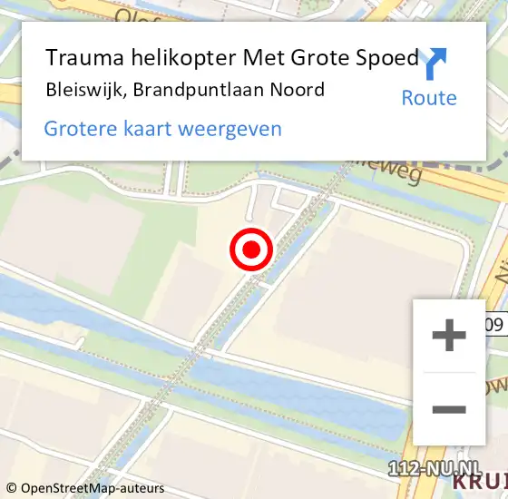 Locatie op kaart van de 112 melding: Trauma helikopter Met Grote Spoed Naar Bleiswijk, Brandpuntlaan Noord op 5 juni 2024 11:16