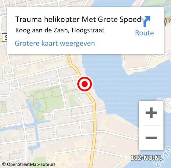 Locatie op kaart van de 112 melding: Trauma helikopter Met Grote Spoed Naar Koog aan de Zaan, Hoogstraat op 5 juni 2024 11:43