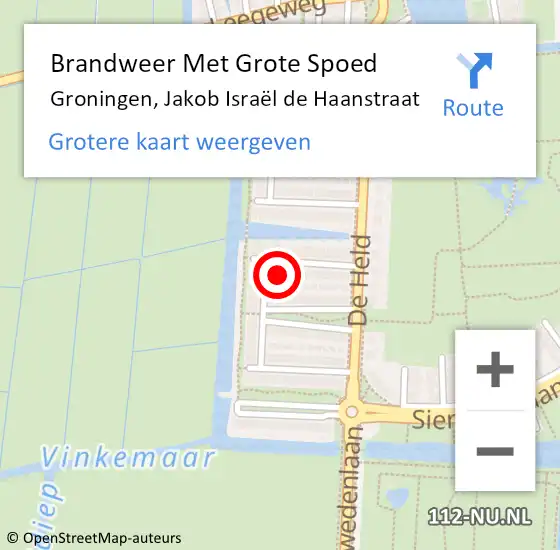 Locatie op kaart van de 112 melding: Brandweer Met Grote Spoed Naar Groningen, Jakob Israël de Haanstraat op 5 juni 2024 11:57