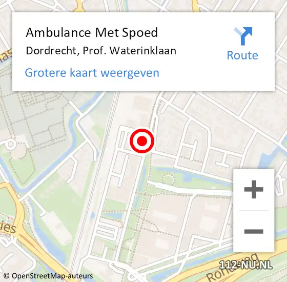 Locatie op kaart van de 112 melding: Ambulance Met Spoed Naar Dordrecht, Prof. Waterinklaan op 5 juni 2024 11:58