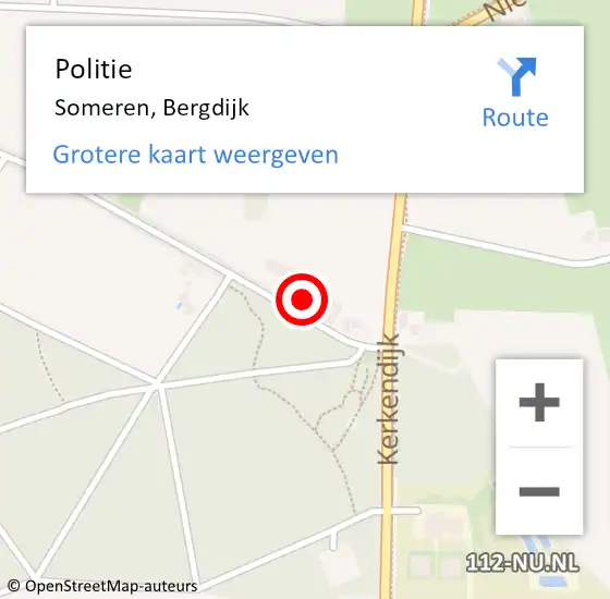 Locatie op kaart van de 112 melding: Politie Someren, Bergdijk op 5 juni 2024 12:08