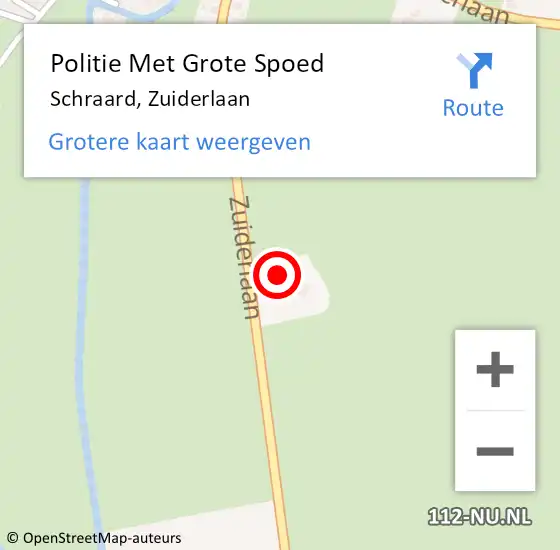 Locatie op kaart van de 112 melding: Politie Met Grote Spoed Naar Schraard, Zuiderlaan op 5 juni 2024 12:11