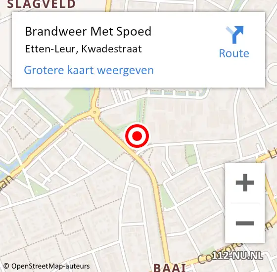 Locatie op kaart van de 112 melding: Brandweer Met Spoed Naar Etten-Leur, Kwadestraat op 5 juni 2024 12:15