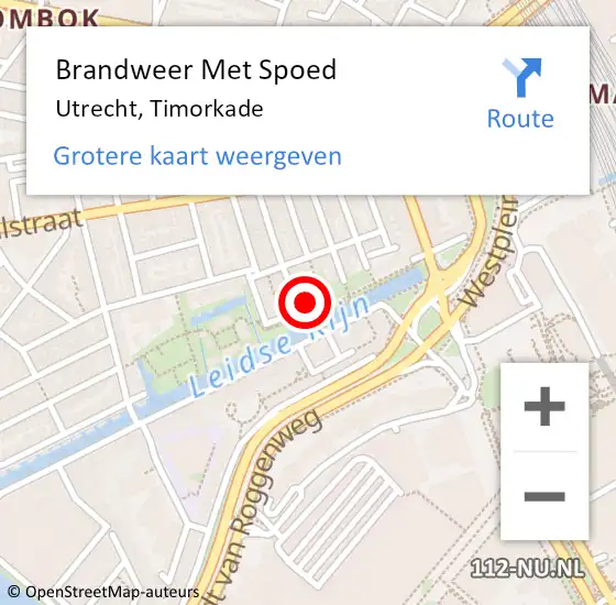 Locatie op kaart van de 112 melding: Brandweer Met Spoed Naar Utrecht, Timorkade op 5 juni 2024 12:38