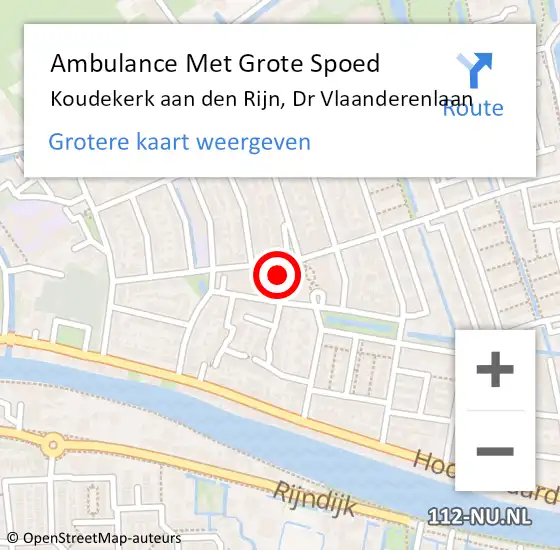 Locatie op kaart van de 112 melding: Ambulance Met Grote Spoed Naar Koudekerk aan den Rijn, Dr Vlaanderenlaan op 5 juni 2024 12:49