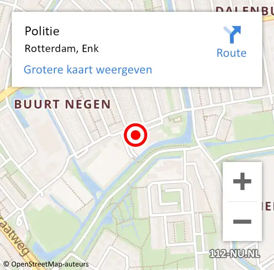 Locatie op kaart van de 112 melding: Politie Rotterdam, Enk op 5 juni 2024 13:03