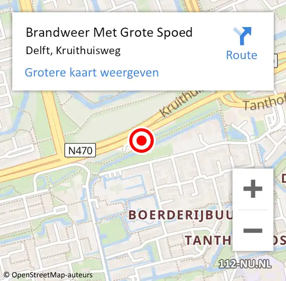 Locatie op kaart van de 112 melding: Brandweer Met Grote Spoed Naar Delft, Kruithuisweg op 5 juni 2024 13:06