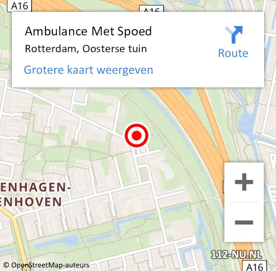 Locatie op kaart van de 112 melding: Ambulance Met Spoed Naar Rotterdam, Oosterse tuin op 5 juni 2024 13:07