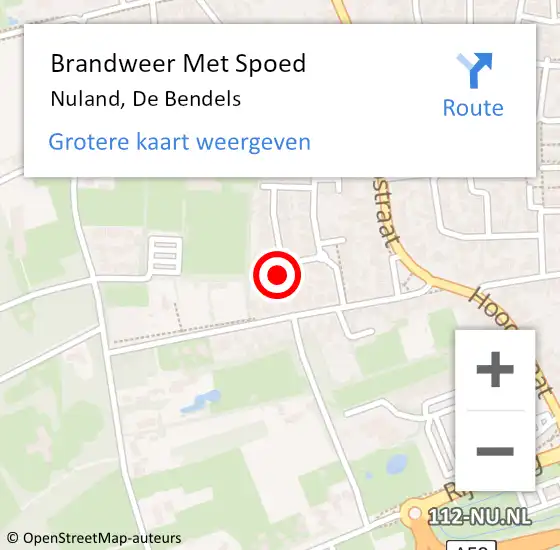 Locatie op kaart van de 112 melding: Brandweer Met Spoed Naar Nuland, De Bendels op 5 juni 2024 13:08