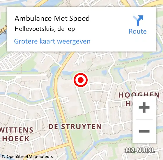 Locatie op kaart van de 112 melding: Ambulance Met Spoed Naar Hellevoetsluis, de Iep op 5 juni 2024 13:44