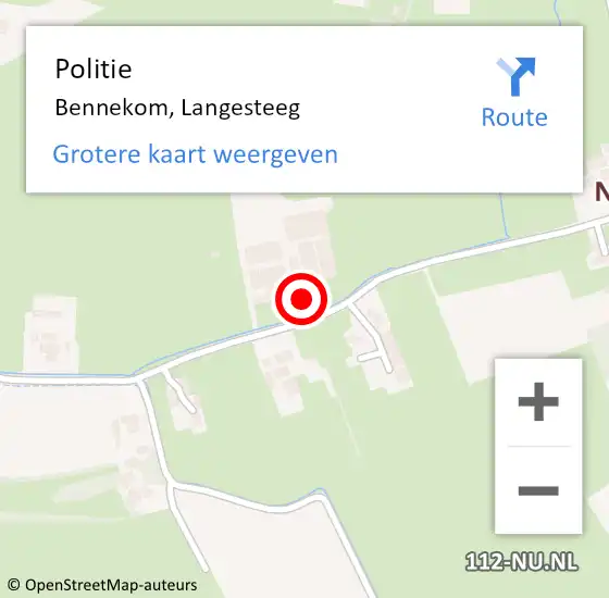 Locatie op kaart van de 112 melding: Politie Bennekom, Langesteeg op 5 juni 2024 13:53