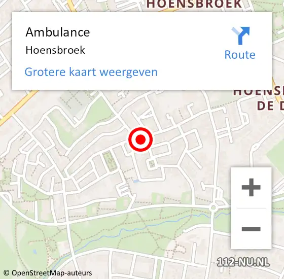 Locatie op kaart van de 112 melding: Ambulance Hoensbroek op 5 juni 2024 14:15