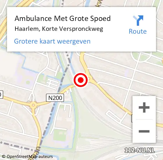 Locatie op kaart van de 112 melding: Ambulance Met Grote Spoed Naar Haarlem, Korte Verspronckweg op 5 juni 2024 14:18