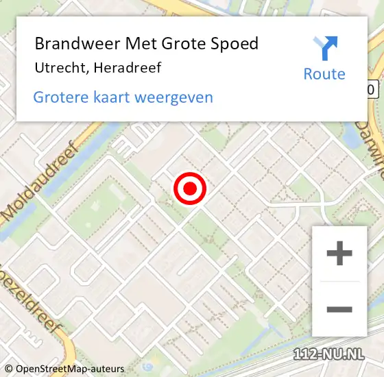 Locatie op kaart van de 112 melding: Brandweer Met Grote Spoed Naar Utrecht, Heradreef op 5 juni 2024 14:34