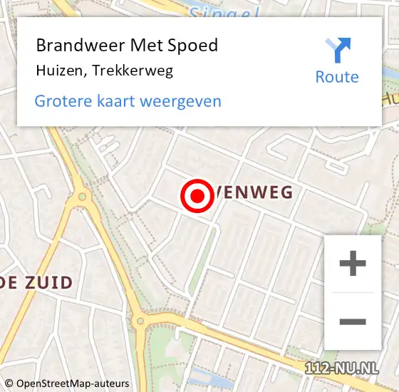 Locatie op kaart van de 112 melding: Brandweer Met Spoed Naar Huizen, Trekkerweg op 5 juni 2024 14:38