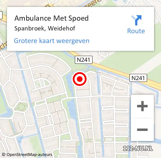 Locatie op kaart van de 112 melding: Ambulance Met Spoed Naar Spanbroek, Weidehof op 5 juni 2024 14:49