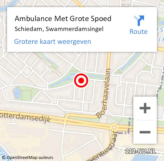 Locatie op kaart van de 112 melding: Ambulance Met Grote Spoed Naar Schiedam, Swammerdamsingel op 5 juni 2024 14:51