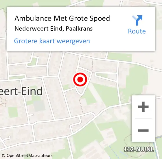 Locatie op kaart van de 112 melding: Ambulance Met Grote Spoed Naar Nederweert Eind, Paalkrans op 5 juni 2024 14:52