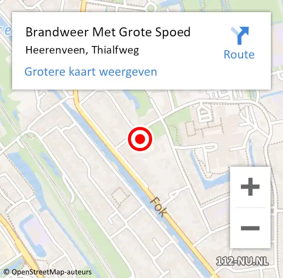 Locatie op kaart van de 112 melding: Brandweer Met Grote Spoed Naar Heerenveen, Thialfweg op 5 juni 2024 15:08