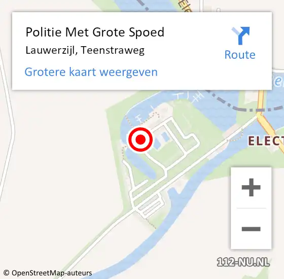 Locatie op kaart van de 112 melding: Politie Met Grote Spoed Naar Lauwerzijl, Teenstraweg op 5 juni 2024 15:11