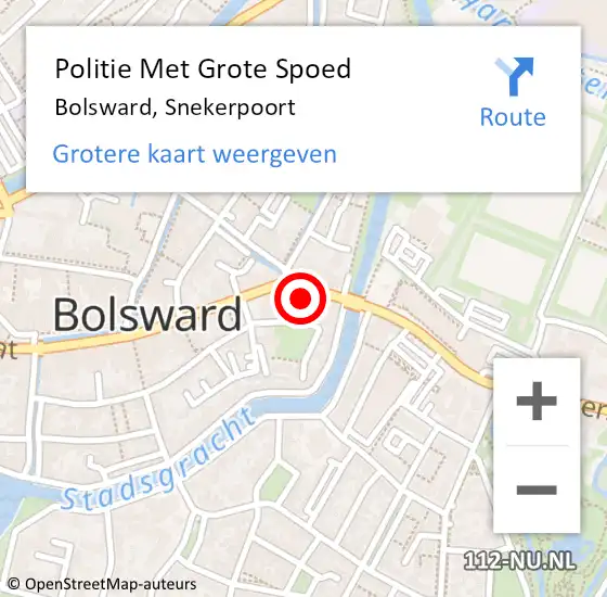 Locatie op kaart van de 112 melding: Politie Met Grote Spoed Naar Bolsward, Snekerpoort op 5 juni 2024 15:12